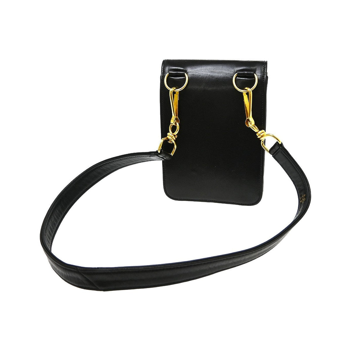 Chanel Vintage Button Waist Bag Quilted Lambskin, Black, Leather, Clutch