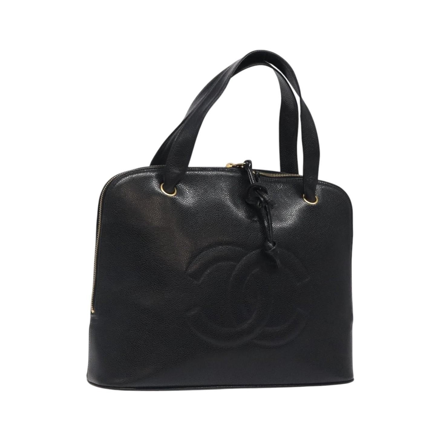 Chanel Vintage CC Dome Caviar, Black, Calfskin, Handbag