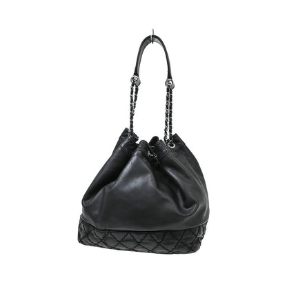 Chanel Vintage CC Drawstring Bucket Lambskin, Black, Leather, Shoulder Bag