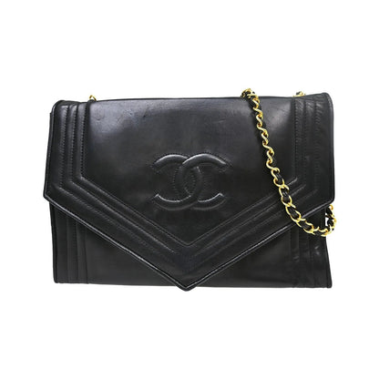 Chanel Vintage CC Envelope Chain Flap Lambskin, Black, Leather, Shoulder Bag