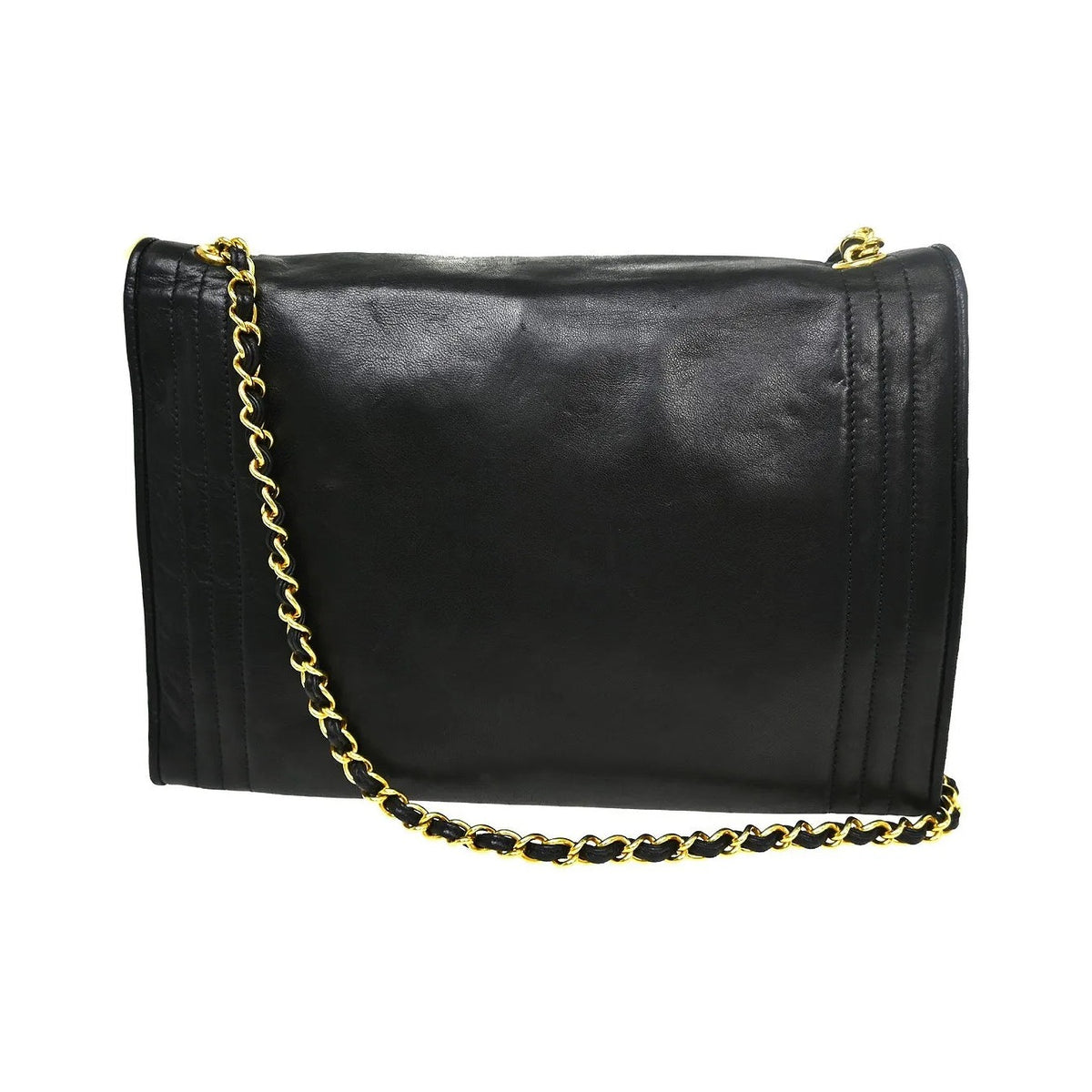 Chanel Vintage CC Envelope Chain Flap Lambskin, Black, Leather, Shoulder Bag