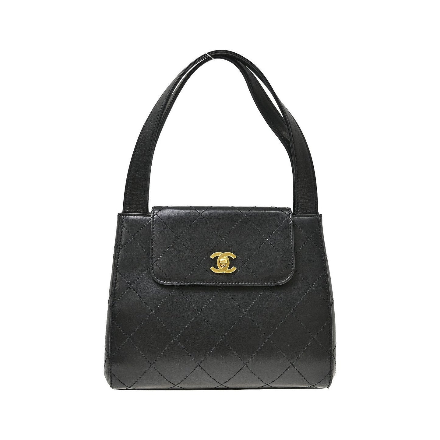 Chanel Vintage CC Lock Flap Quilted Leather, Black, Leather, Shoulder Bag