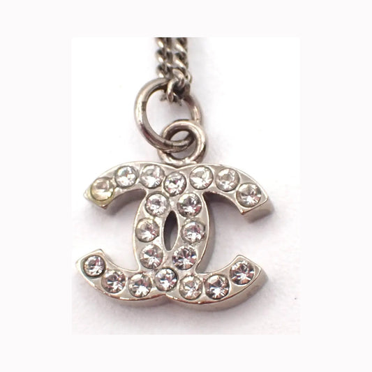 Chanel Vintage CC Logo Chain Charm Pendant silver plated, Silver, Silver Plated, Necklace