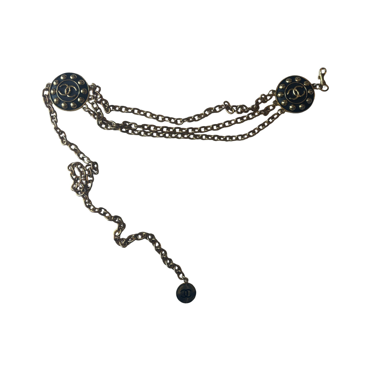 Chanel Vintage CC Medallion Charms Chain Belt Metal, Gold, Metal, Belt