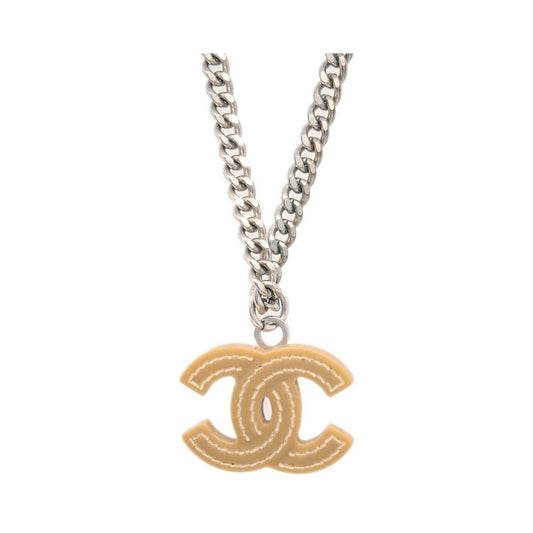 Chanel Vintage CC Pendant Metal, Silver, Silver Plated, Necklace