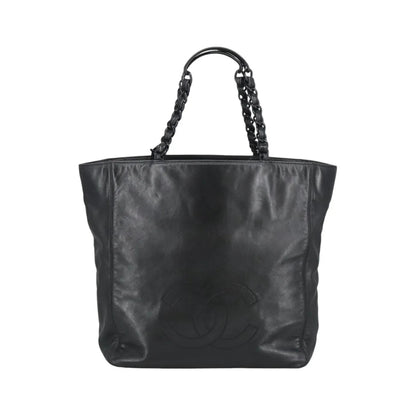 Chanel Vintage CC Resin Chain Tote Leather, Black, Leather, Tote Bag