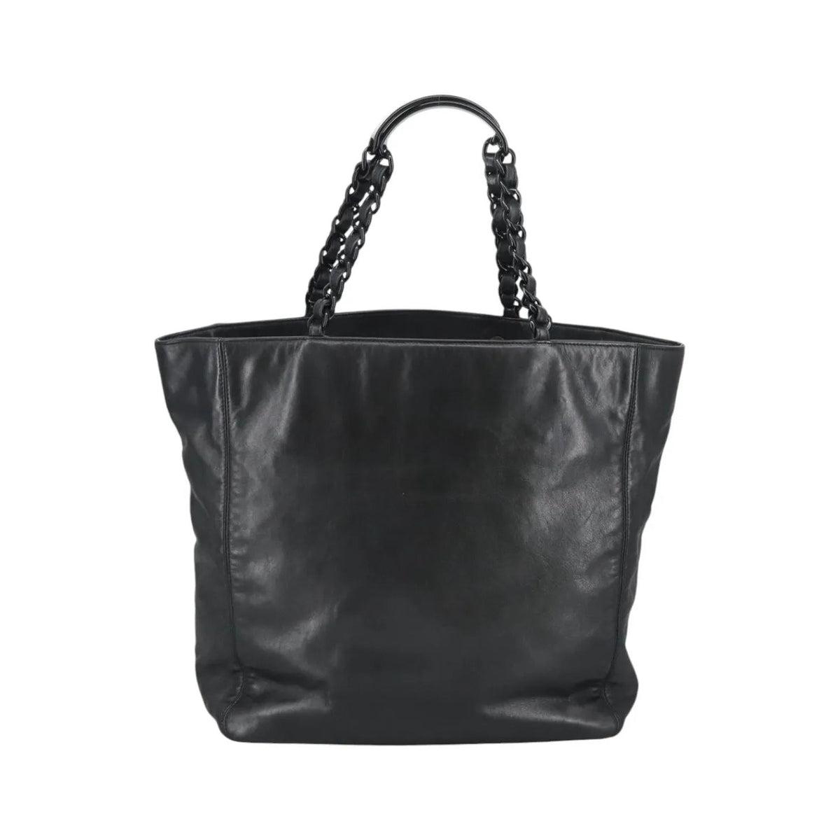Chanel Vintage CC Resin Chain Tote Leather, Black, Leather, Tote Bag