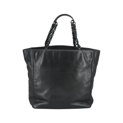 Chanel Vintage CC Resin Chain Tote Leather, Black, Leather, Tote Bag