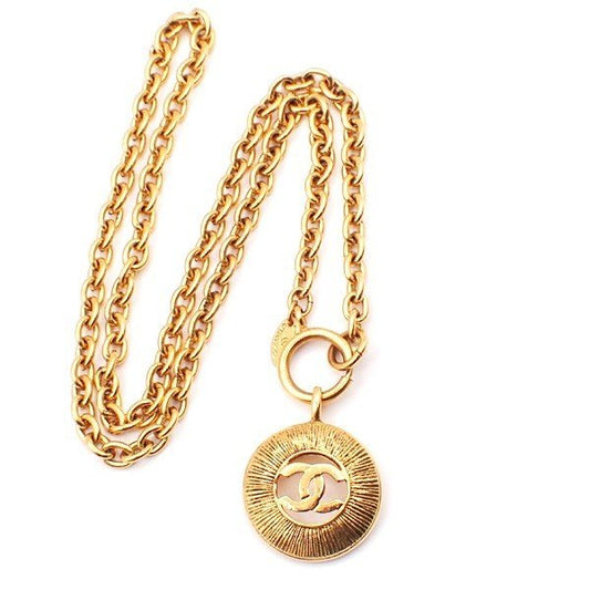 Chanel Vintage CC Round Cut - Out Pendant Necklace - Brandsamsara