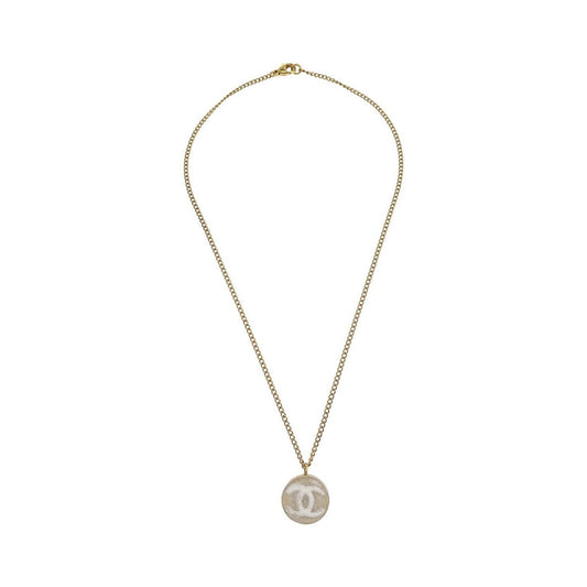 Chanel Vintage CC Round Pendant Choker Metal, Gold, Gold Plated, Necklace