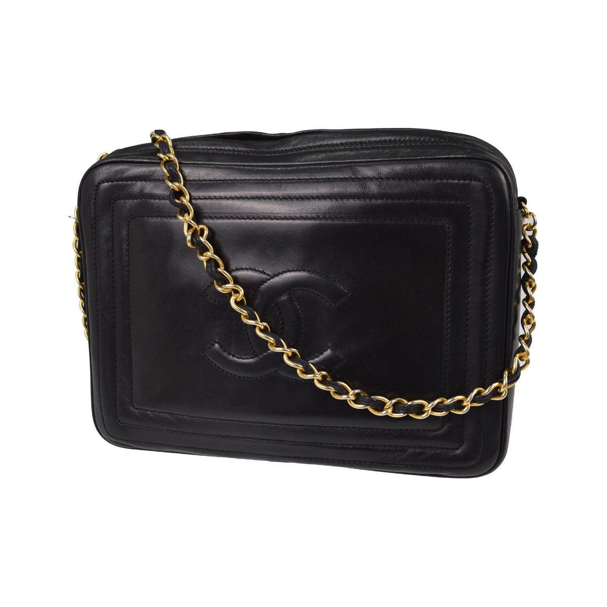 Chanel Vintage CC Tassel Camera Lambskin, Black, Leather, Shoulder Bag