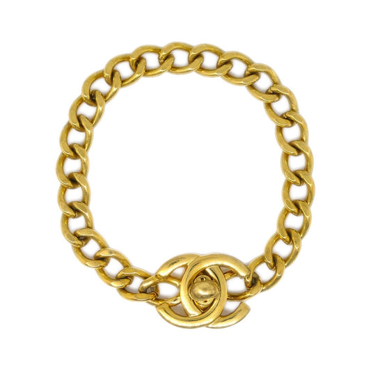 Chanel Vintage CC Turnlock Chain Metal, Gold, Gold Plated, Bracelet