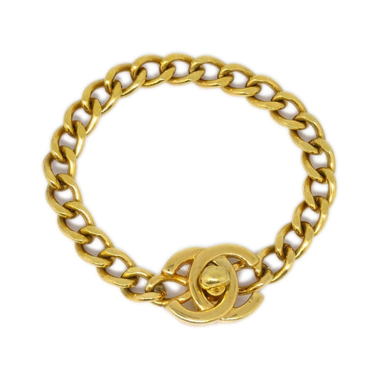 Chanel Vintage CC Turnlock Chain Metal, Gold, Gold Plated, Bracelet