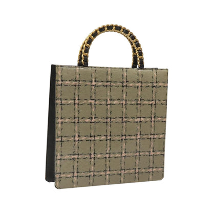 Chanel Vintage Chocolate Bar Leather, Beige, Leather, Tote Bag