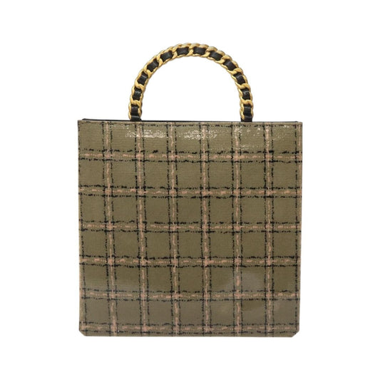 Chanel Vintage Chocolate Bar Leather, Beige, Leather, Tote Bag