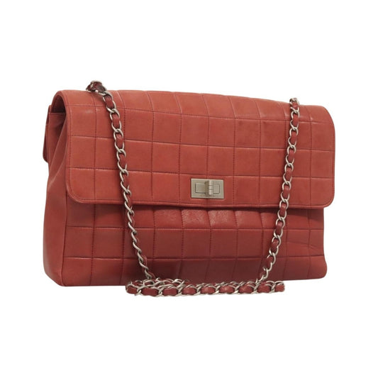 Chanel Vintage Chocolate Bar Mademoiselle Multipocket Flap Quilted Leather, Red, Leather, Shoulder Bag