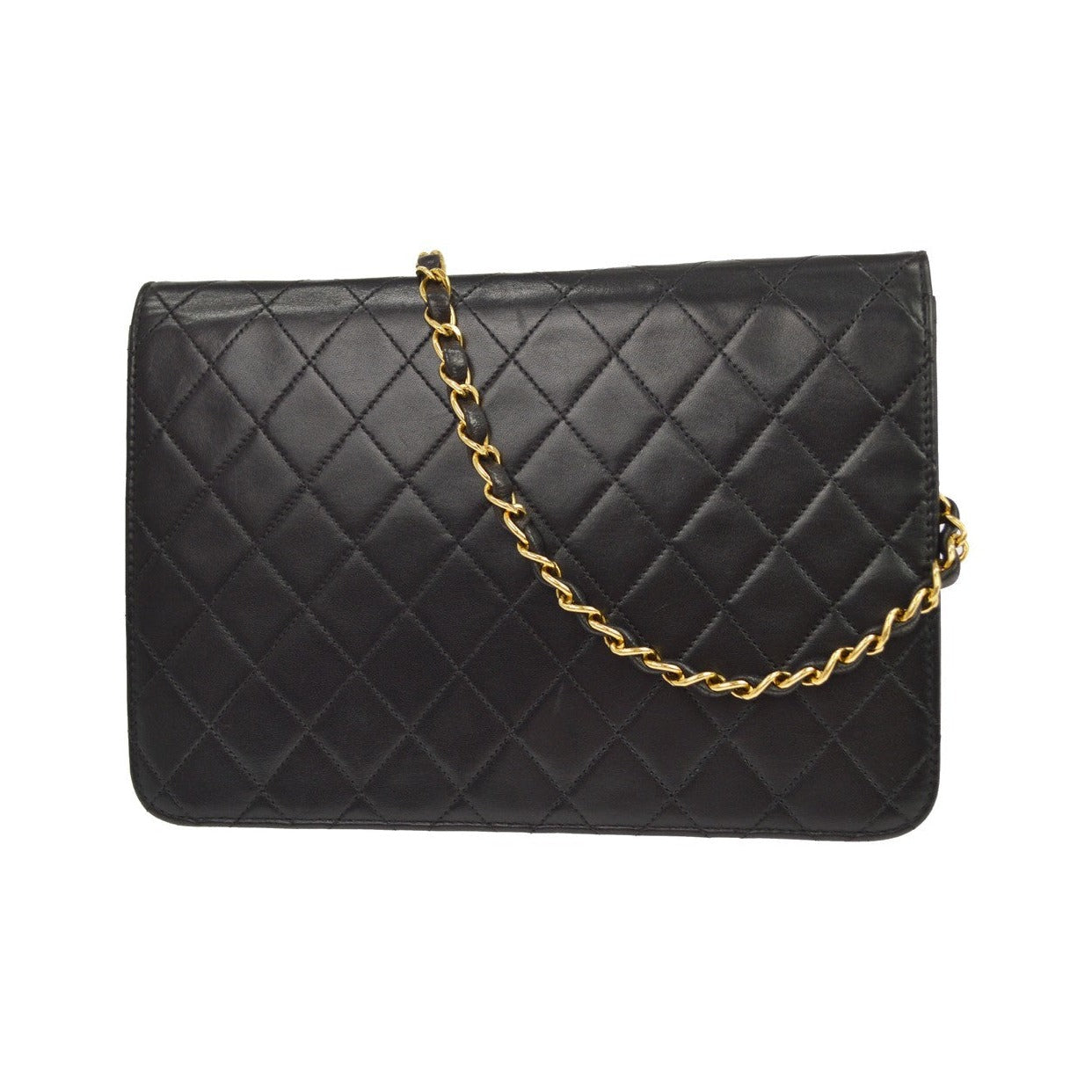Chanel Vintage Classic Flap Quilted Lambskin, Black, Leather, Shoulder Bag