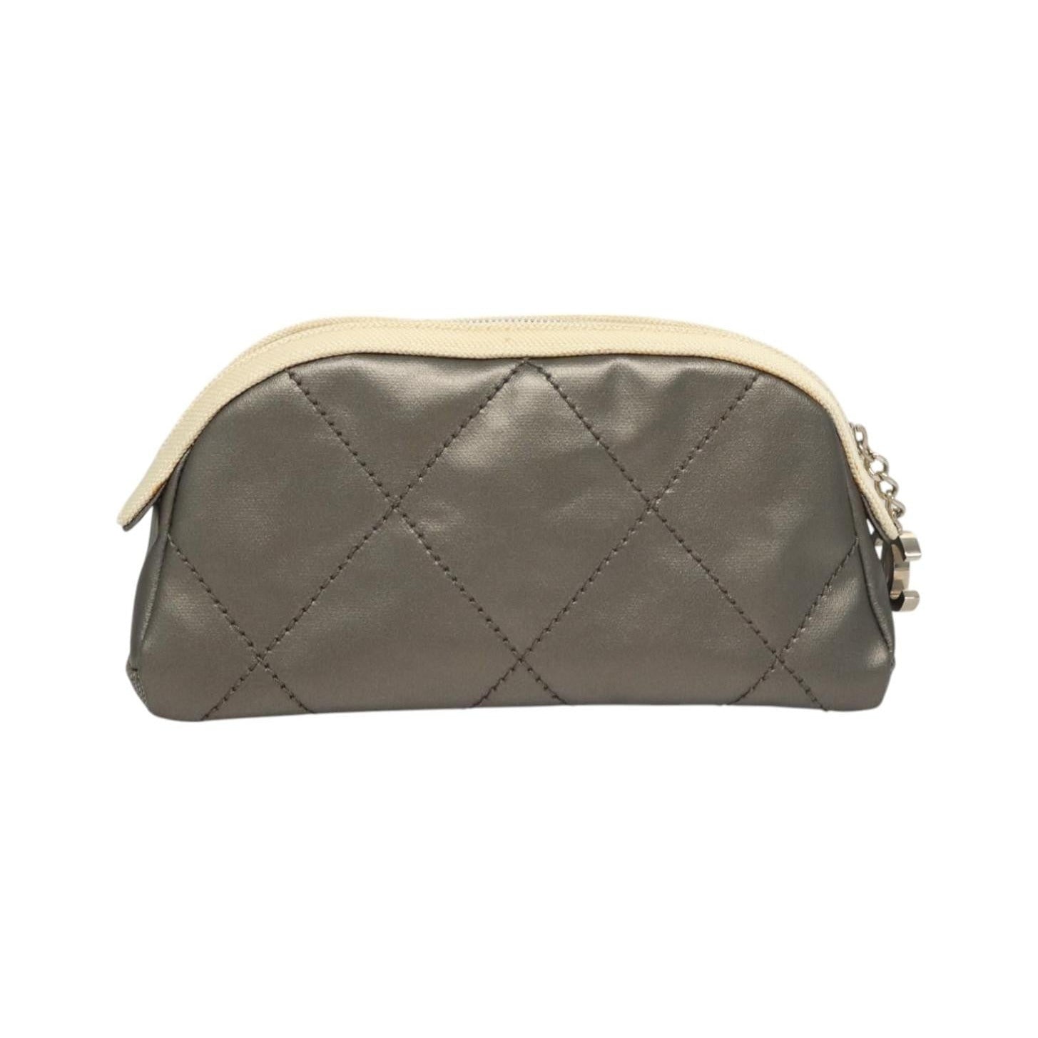 Chanel Vintage Clutch Leather, Gray, Leather, Clutch