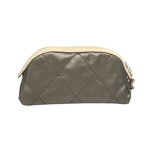 Chanel Vintage Clutch Leather, Gray, Leather, Clutch