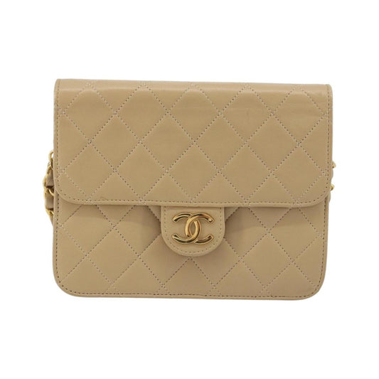 Chanel Vintage Clutch with Chain Quilted Leather, Beige, Leather, Clutch