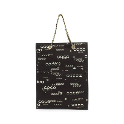 Chanel Vintage Coco Chain Shopping Printed Canvas, Black, Canvas, Tote Bag