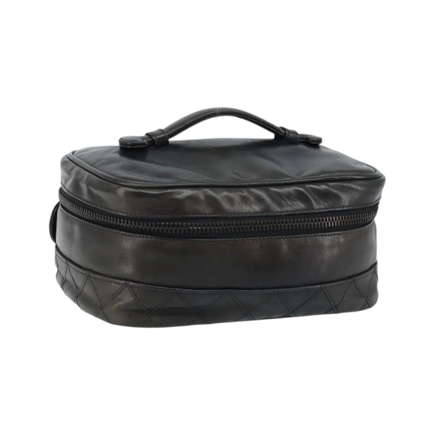 Chanel Vintage Cosmetic Case Lambskin, Black, Leather, Clutch