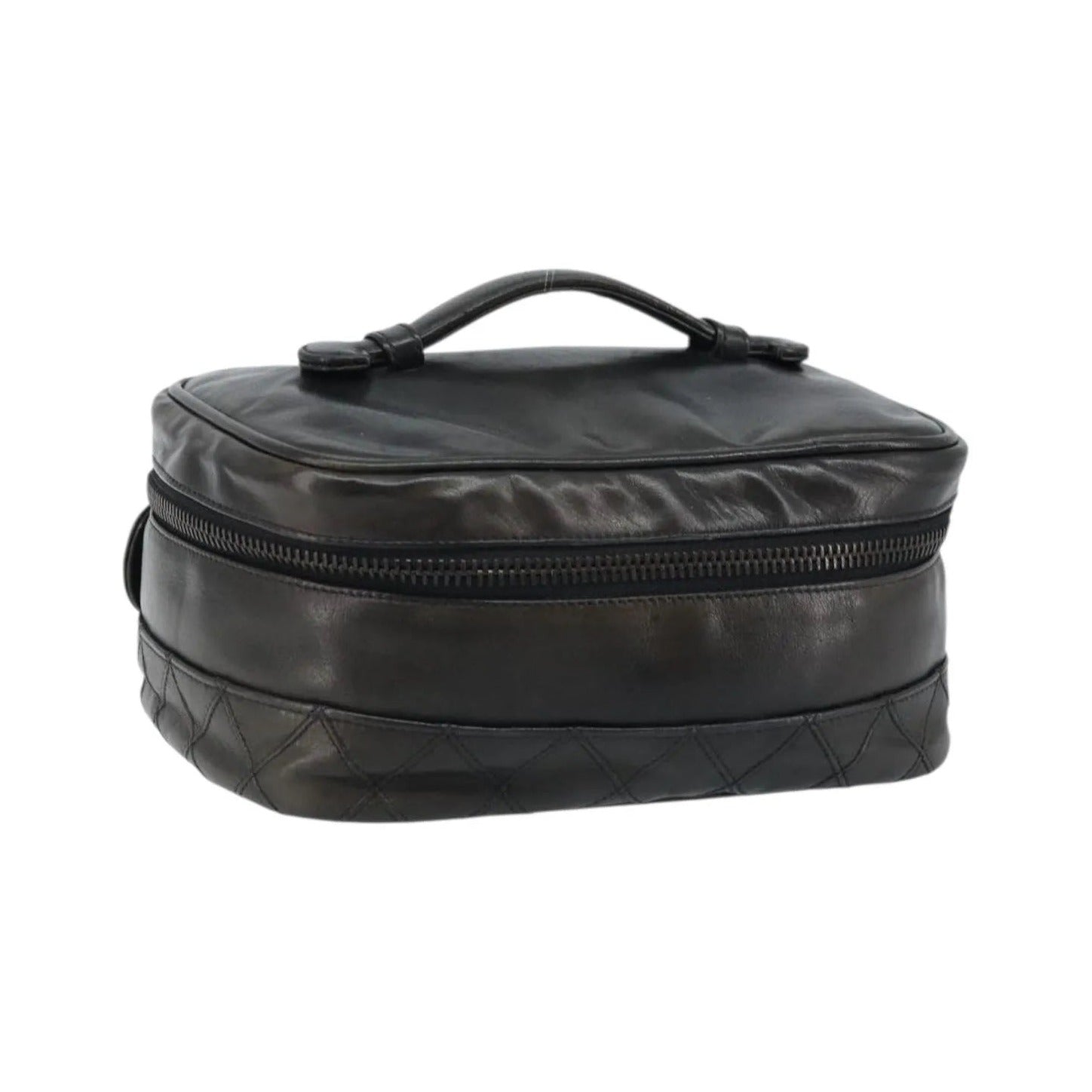 Chanel Vintage Cosmetic Case Lambskin, Black, Leather, Clutch
