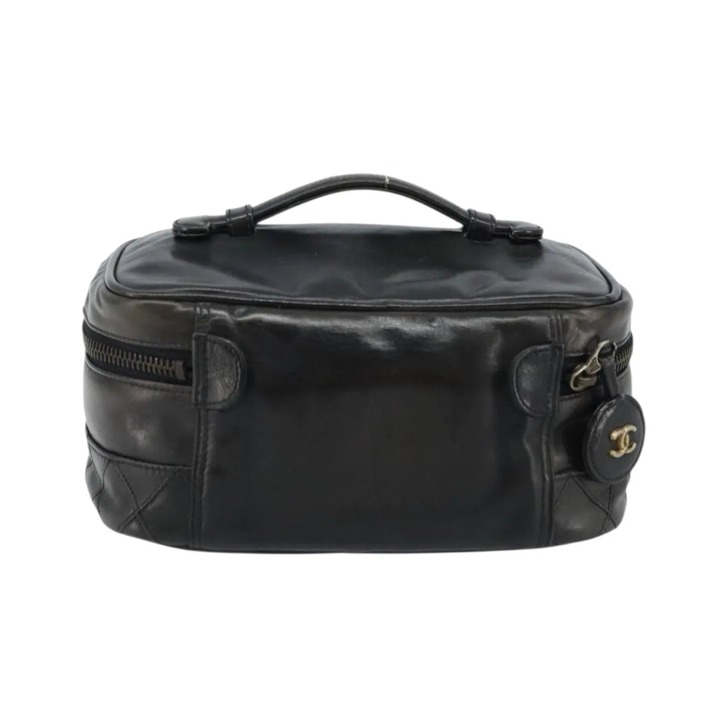 Chanel Vintage Cosmetic Case Lambskin, Black, Leather, Clutch