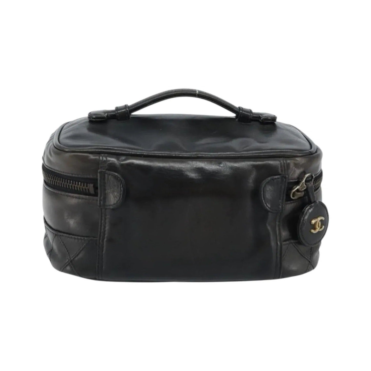 Chanel Vintage Cosmetic Case Lambskin, Black, Leather, Clutch