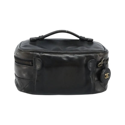 Chanel Vintage Cosmetic Case Lambskin, Black, Leather, Clutch