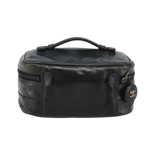 Chanel Vintage Cosmetic Case Lambskin, Black, Leather, Clutch