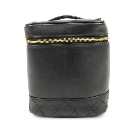Chanel Vintage Cosmetic Case Lambskin, Black, Leather, Clutch