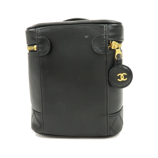 Chanel Vintage Cosmetic Case Lambskin, Black, Leather, Clutch