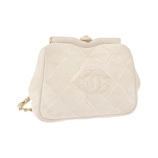 Chanel Vintage Diamond CC Tassel Quilted Lambskin, White, Leather, Shoulder Bag