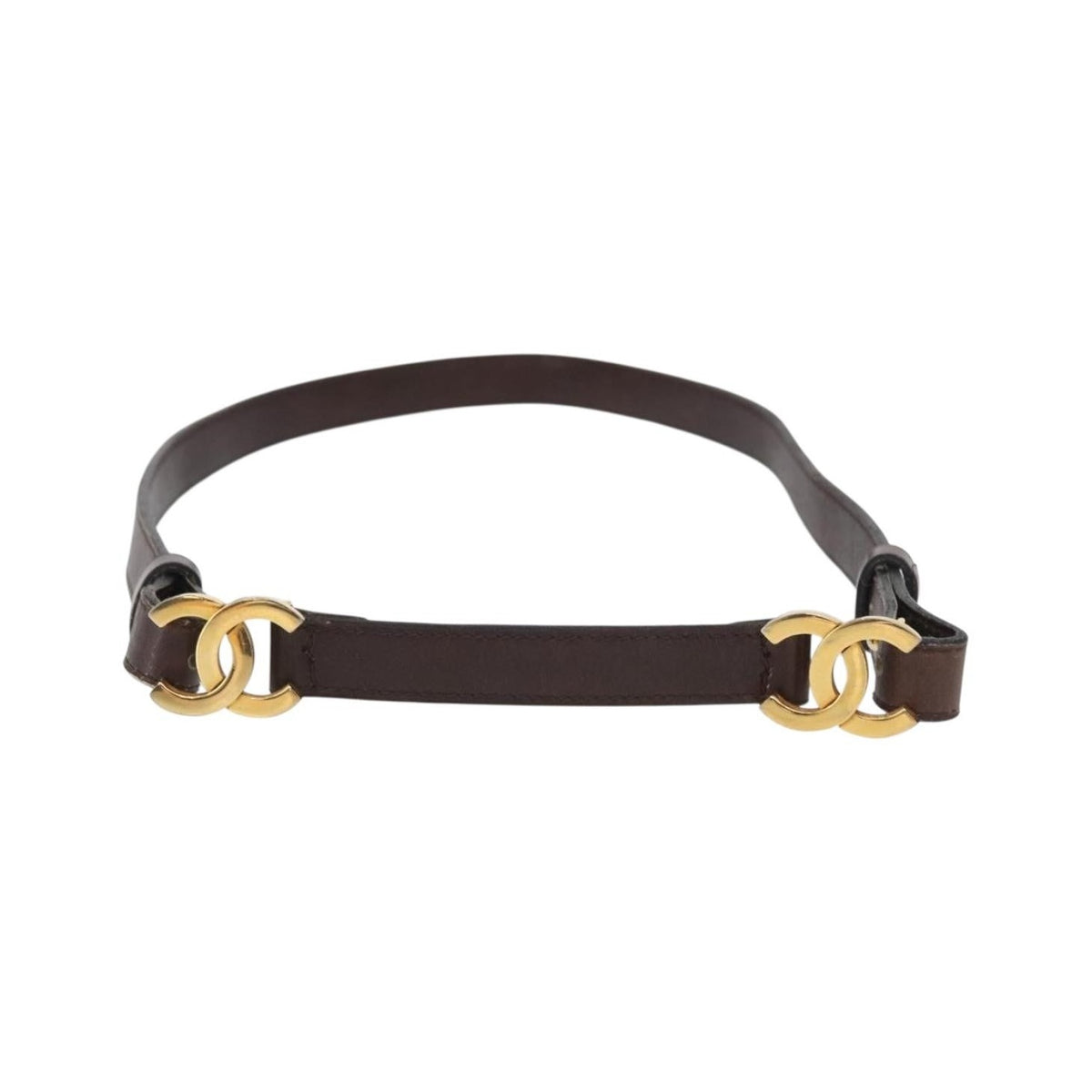 Chanel Vintage Double CC Leather, Brown, Leather, Belt