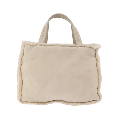 Chanel Vintage East West Tote Shearling and Suede, Beige, Leather, Tote Bag