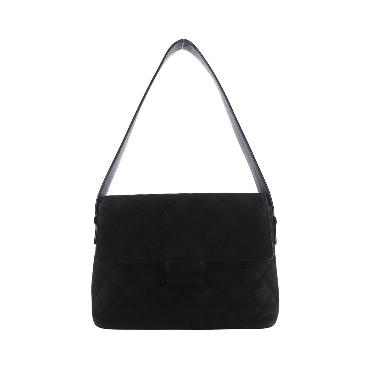Chanel Vintage Flap Quilted Suede, Black, Suede, Shoulder Bag