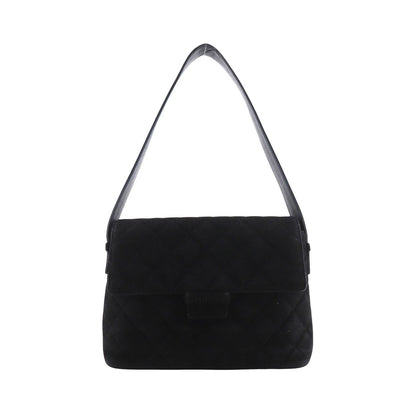 Chanel Vintage Flap Quilted Suede, Black, Suede, Shoulder Bag