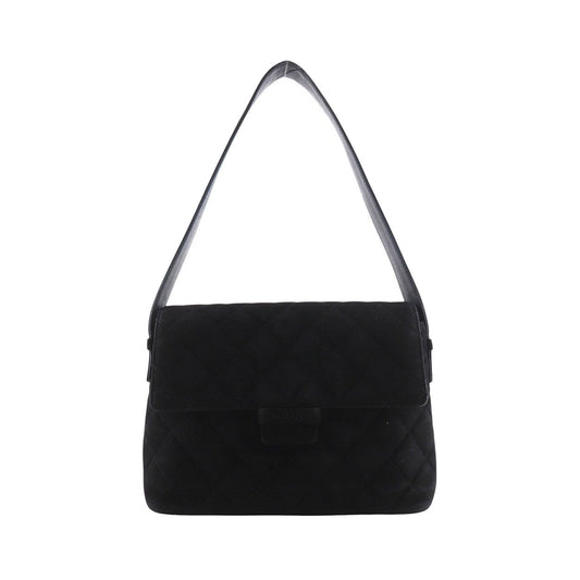 Chanel Vintage Flap Quilted Suede, Black, Suede, Shoulder Bag