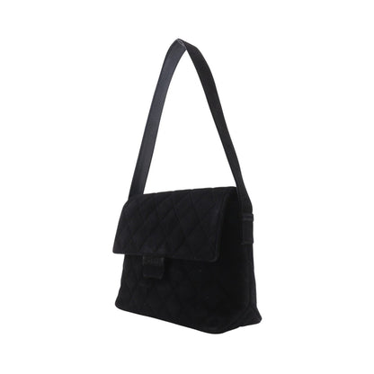Chanel Vintage Flap Quilted Suede, Black, Suede, Shoulder Bag