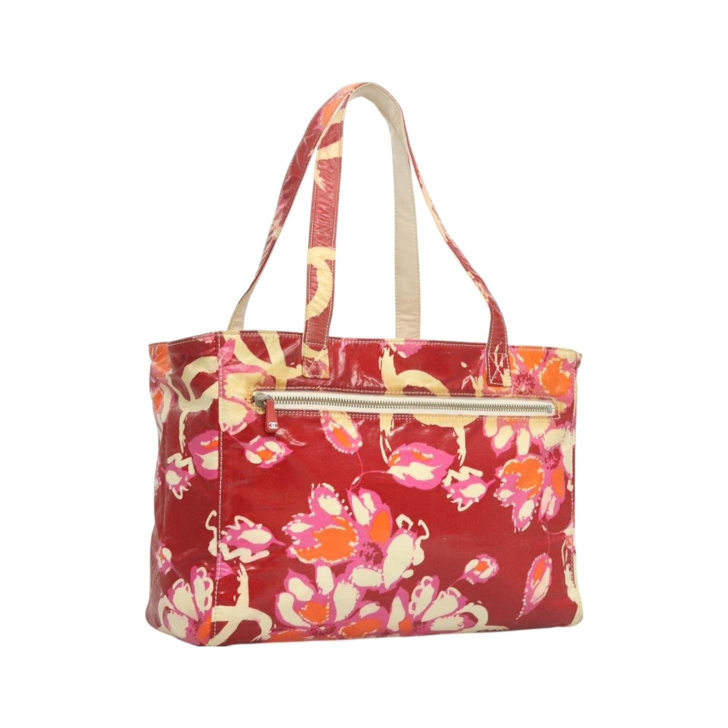Chanel Vintage Floral Tote Patent leather, Red, Patent Leather, Tote Bag