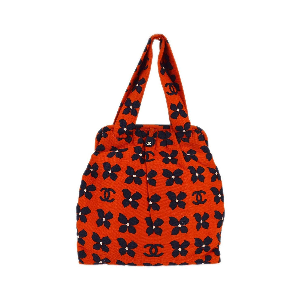Chanel Vintage Frame Printed Canvas, Orange, Canvas, Shoulder Bag