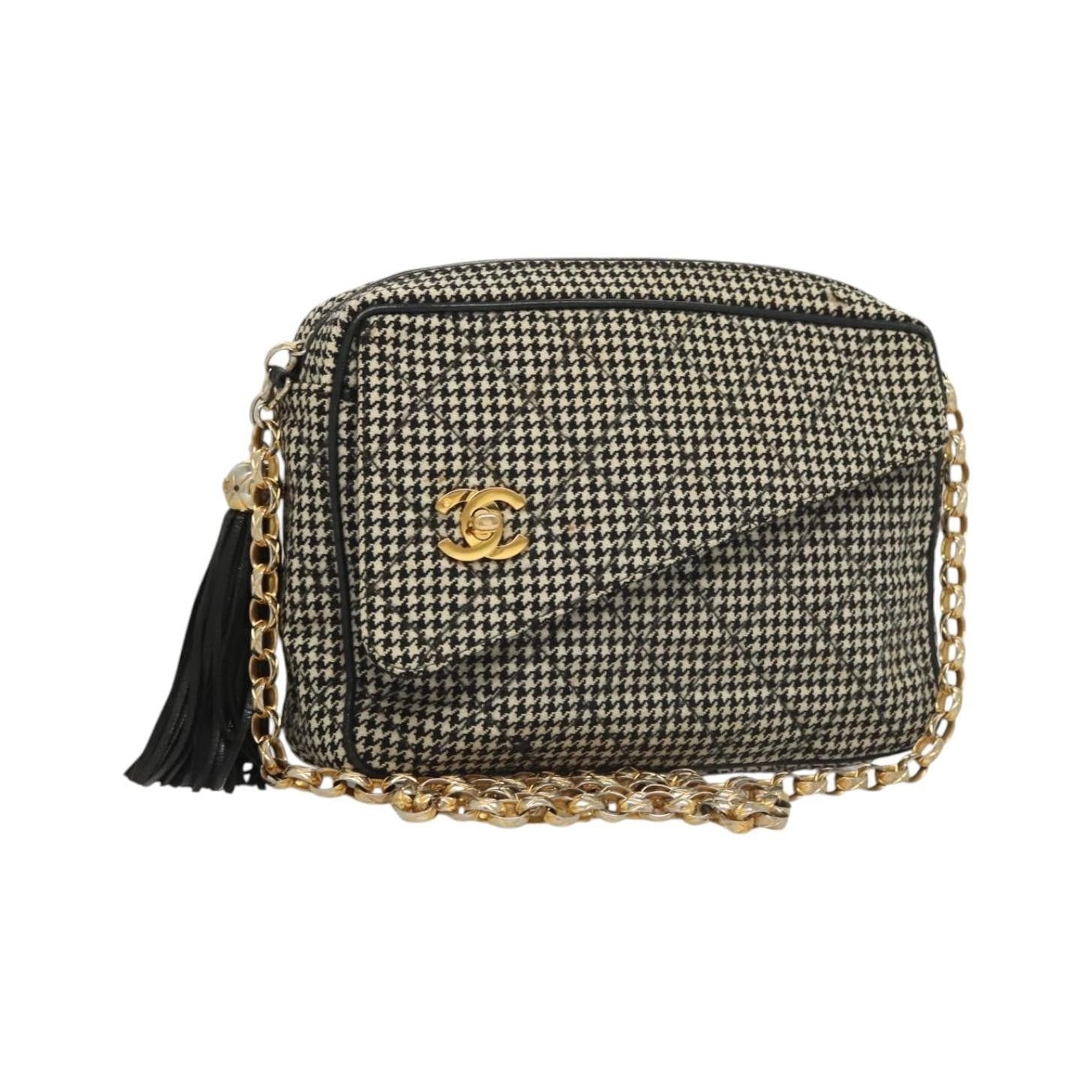 Chanel Vintage Front Pocket Camera Canvas, White, Canvas, Shoulder Bag