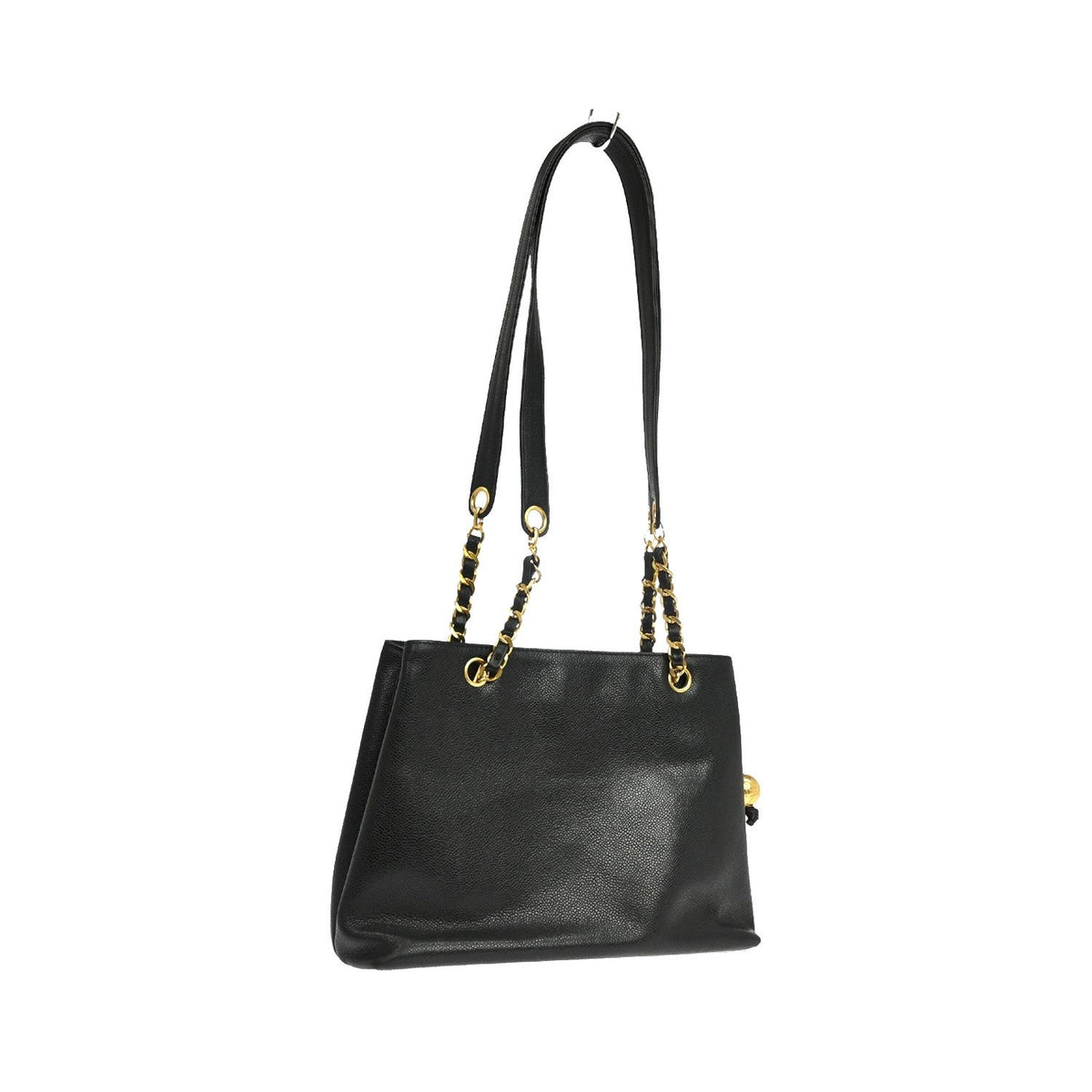 Chanel Vintage Front Pocket Caviar, Black, Leather, Tote Bag