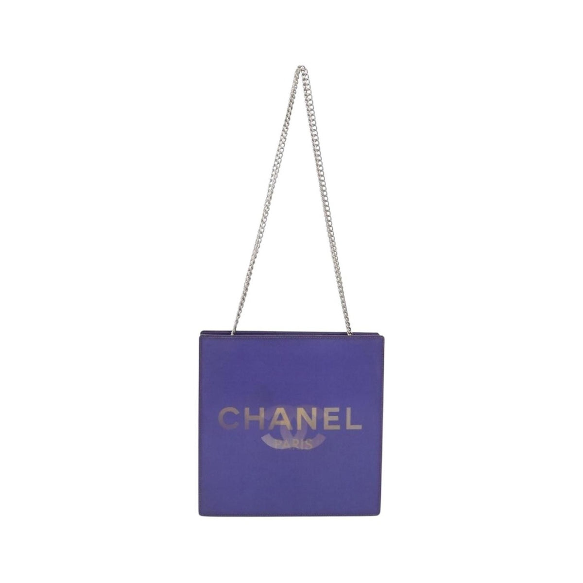 Chanel Vintage Holographic Chain Vinyl, Purple, Synthetic, Tote Bag