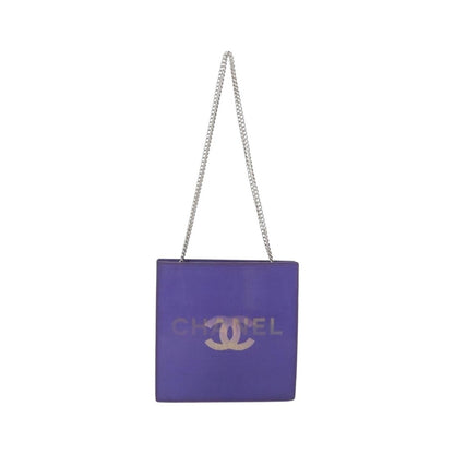 Chanel Vintage Holographic Chain Vinyl, Purple, Synthetic, Tote Bag