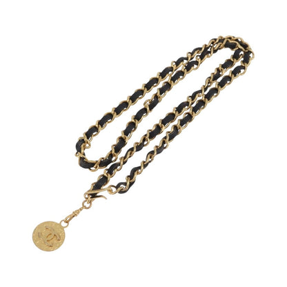 Chanel Vintage Logo Chain Belt Metal and Leather, Gold, Metal, Belt