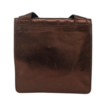 Chanel Vintage Logo Flap Messenger Leather, Brown, Leather, Shoulder Bag