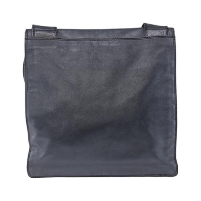 Chanel Vintage Logo Flap Messenger Leather, Blue, Leather, Handbag