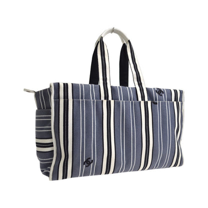 Chanel Vintage Pocket Striped Canvas, Multicolour, Canvas, Tote Bag